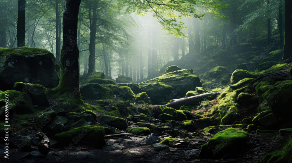 Magical Forest Glade: Misty Morning and Group Bathing Magical Forest Glade: Misty Morning and Group Bathing