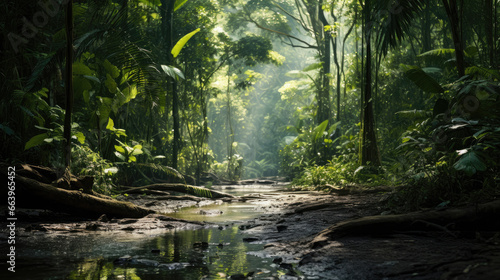 Dappled Shadows in Biodiverse Rainforest