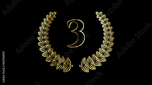Golden Award wreath animation. Third place. 2d animated laurel wreath.
