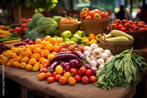Fresh farmer's market produce, colorful fruits, and vegetables.