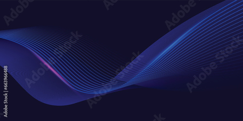Dark abstract background with glowing wave. Shiny moving lines design element. Modern purple blue gradient flowing wave lines. Futuristic technology concept. © mohidris