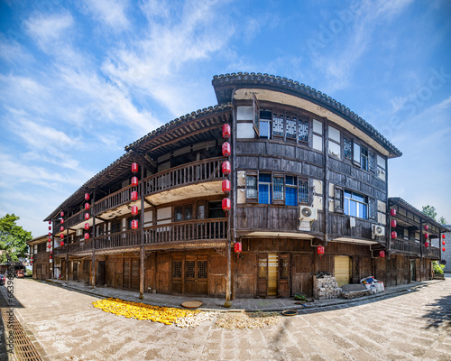 Pillars of chongqing county west Tuo guzhen ladder street ancient streets photo