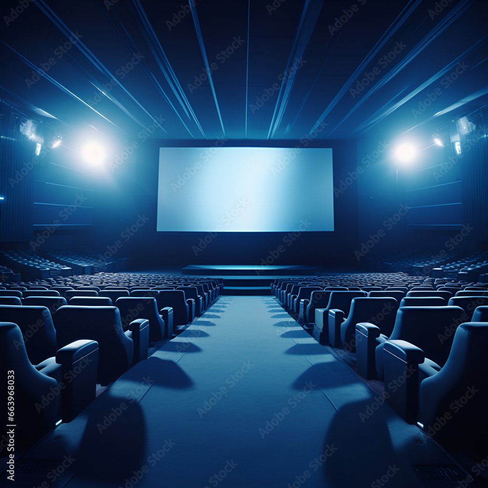 Obraz premium blank screen mockup in cinema