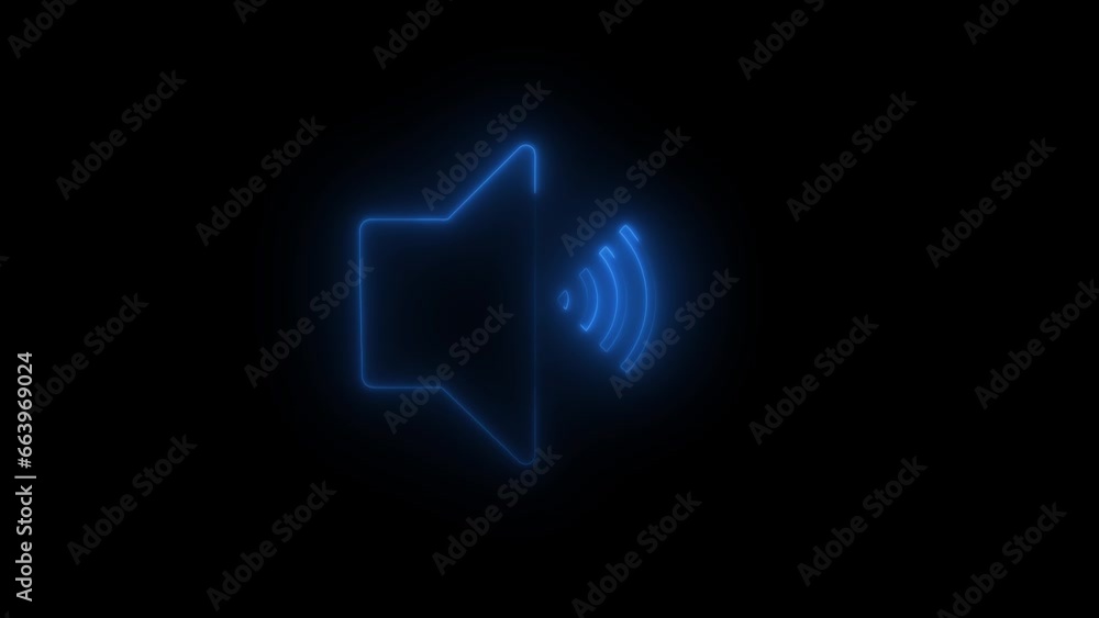Neon glowing sound icon on black background Neon glowing sound icon on black background