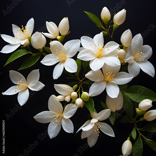 jasmine blossom flower a dark background. ai generative