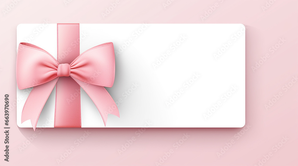 Card or box with red or pink ribbon. Gift, holiday banner. Discounts for holidays. Card or box with red or pink ribbon. Gift, holiday banner. Discounts for holidays.