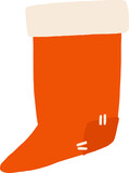 Christmas sock stocking. Cute Christmas holiday png element. Hand drawn in simple cartoon style