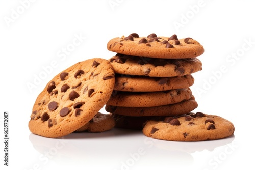 Chocolate Chip Cookies on White Background