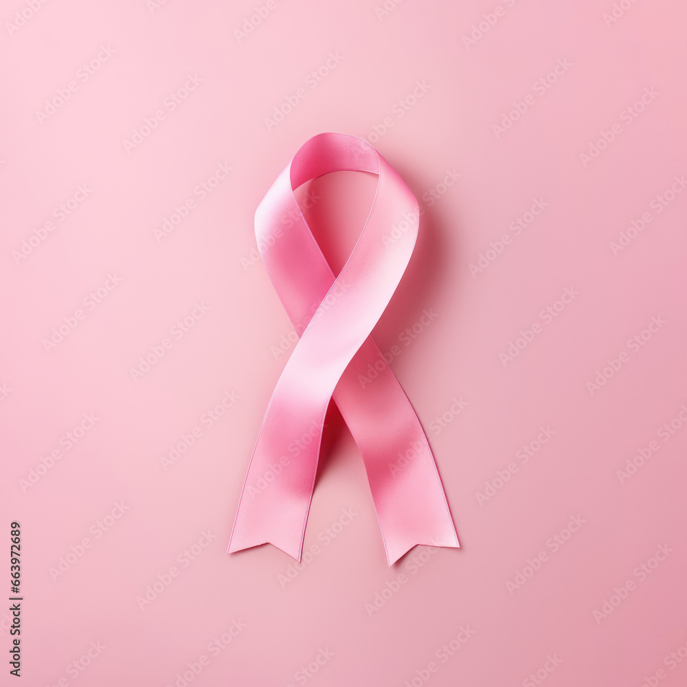 pink cancer awareness ribbon on pink background pink cancer awareness ribbon on pink background