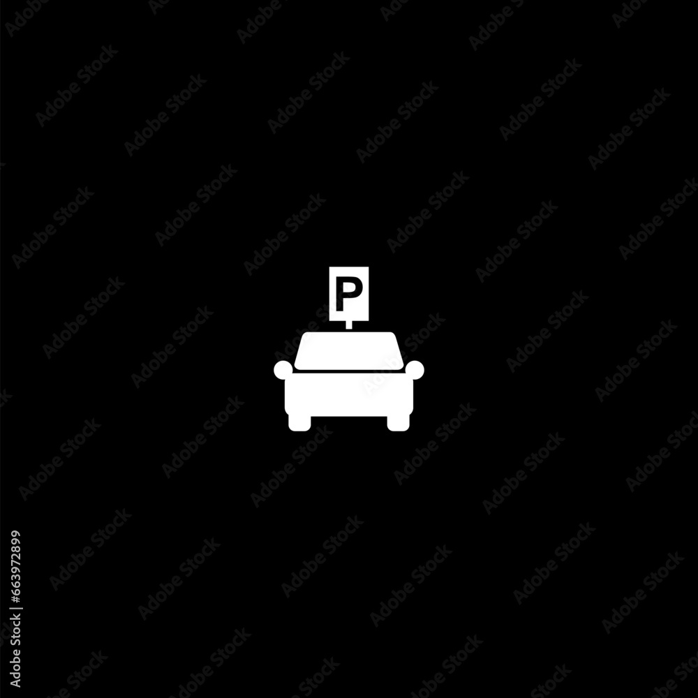 Parking icon isolated on dark background Parking icon isolated on dark background