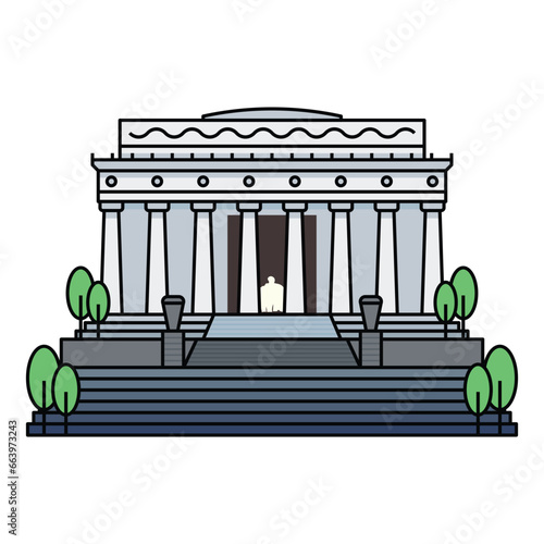 World famous building for Lincoln Memorial Washington DC.