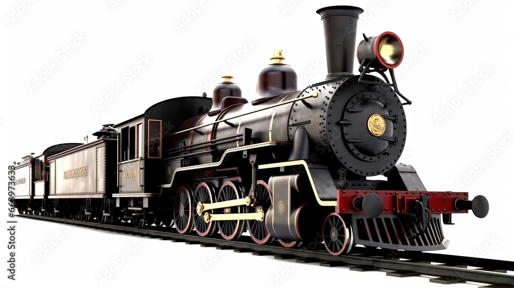 Fototapeta premium retro steam locomotive on white background