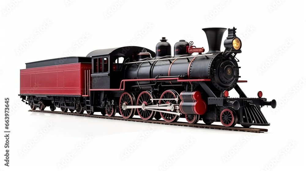 Fototapeta premium retro steam locomotive on white background