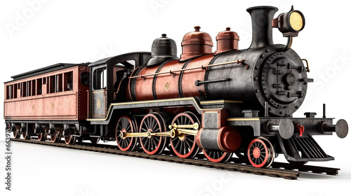 retro steam locomotive on white background