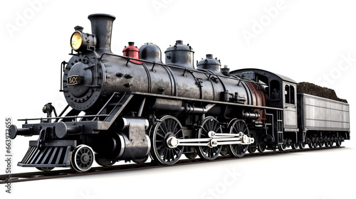 retro steam locomotive on white background