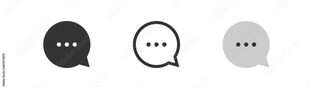 Fototapeta premium Speech bubble icon. Chat symbol. Online conversation, comment, talking, help. Outline, flat and colored style icon for web design. Vector illustration.