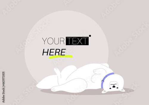 An endearing Samoyed puppy taking a nap with its belly up, displaying its adorable and vulnerable pose