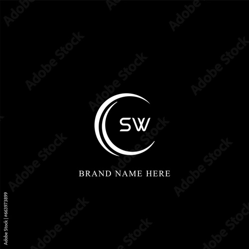SW circle letter logo design with circle and ellipse shape. SW ellipse letters with typographic style. The three initials form a circle logo. SW Circle Emblem Abstract Monogram Letter Mark Vector.