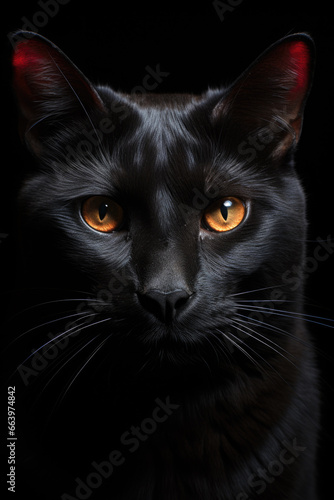 Katze Schwarz Portr  t