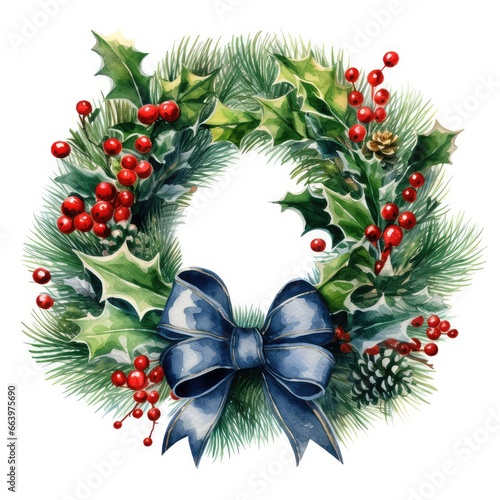 christmas wreath with ribbon
