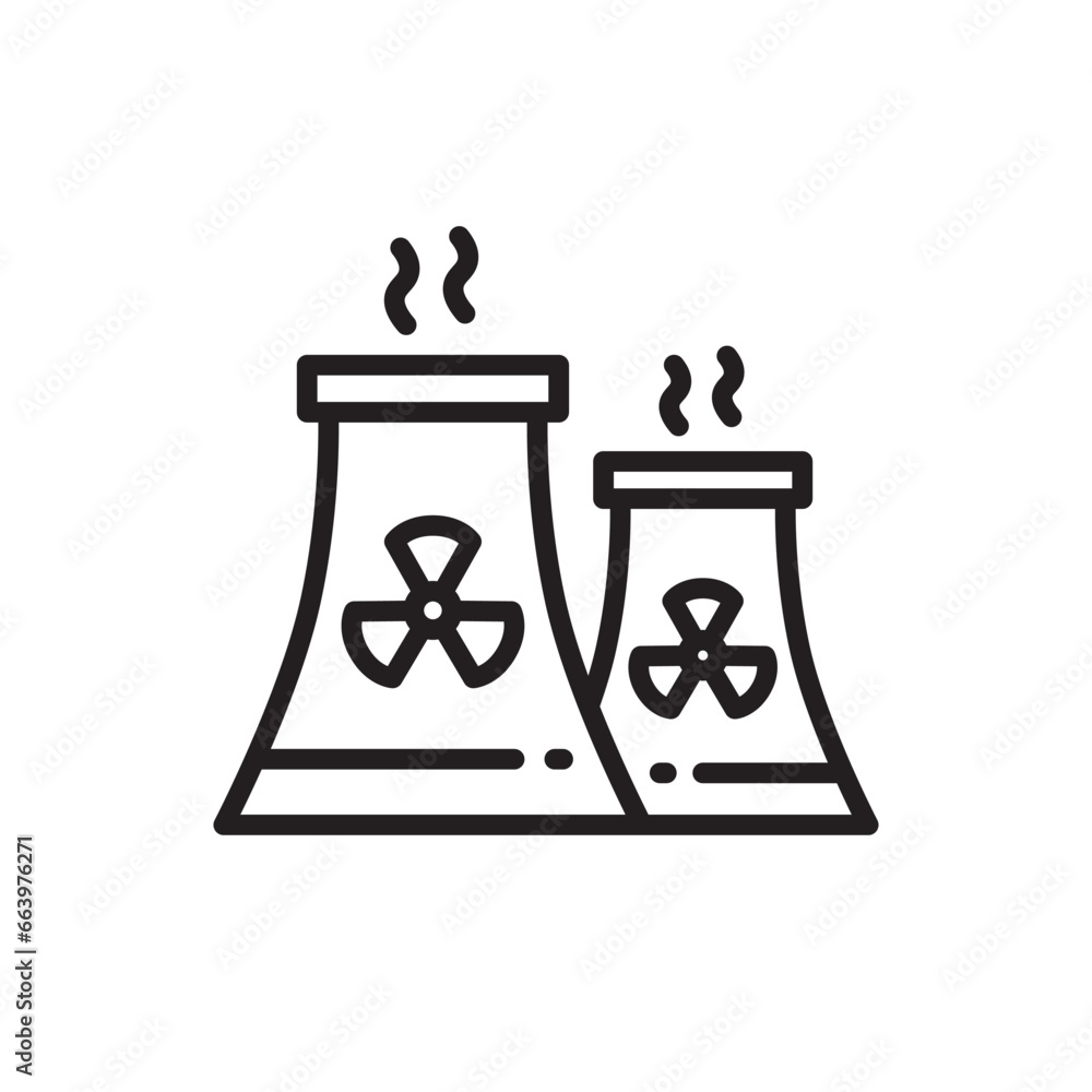 Nuclear plant icon. Nuclear plant flat sign design. Radiation vector symbol bio hazard pictogram. UX UI icon power plant Nuclear plant icon. Nuclear plant flat sign design. Radiation vector symbol bio hazard pictogram. UX UI icon power plant
