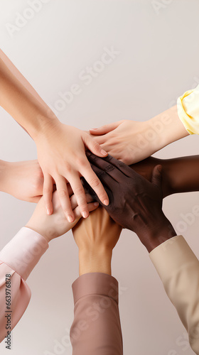 Hands, stack and team building, entrepreneurs and support with winning, planning and mission and trust. Business community, success and solidarity, collaboration and palm with synergy.