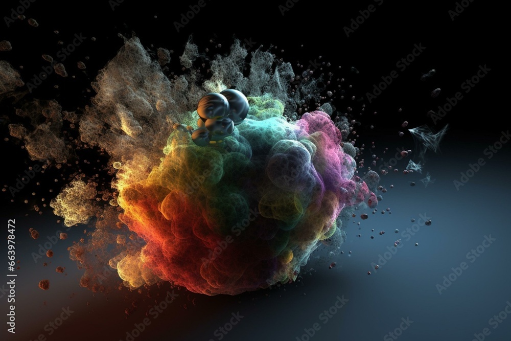 3D image of toxic particles. Generative AI - obrazy, fototapety, plakaty 