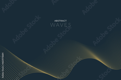 Modern vector background with golden wavy lines.