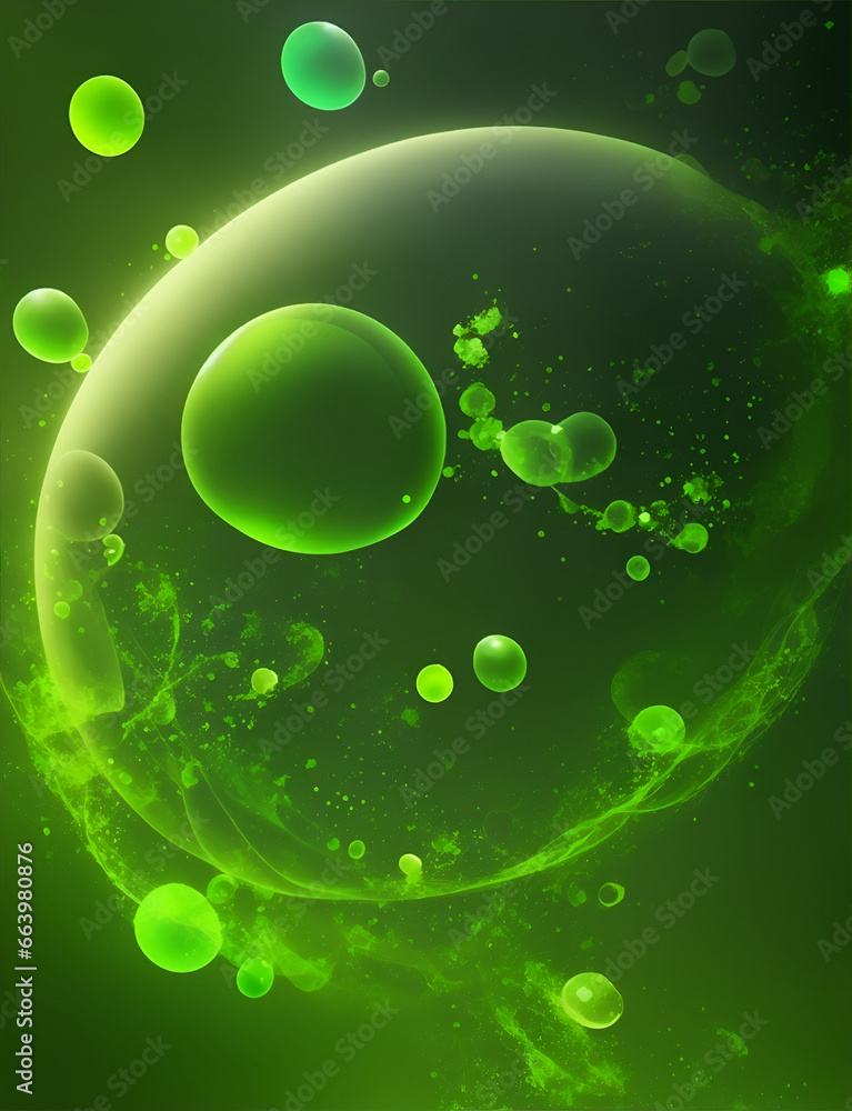 Green bubbles vertical abstract background