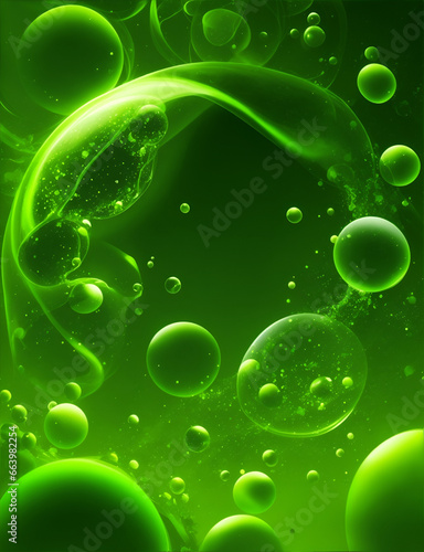 Green bubbles vertical abstract background