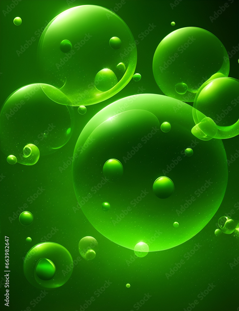 Green bubbles vertical abstract background