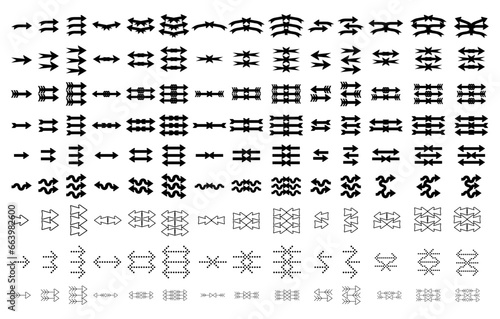 126 Arrows Black Icons Set. Arrows Vector Collection. Modern Simple Arrows Vector Illustration 