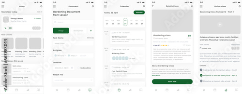 Gardening class, planting academy and horticulture School Green App UI Kit Template