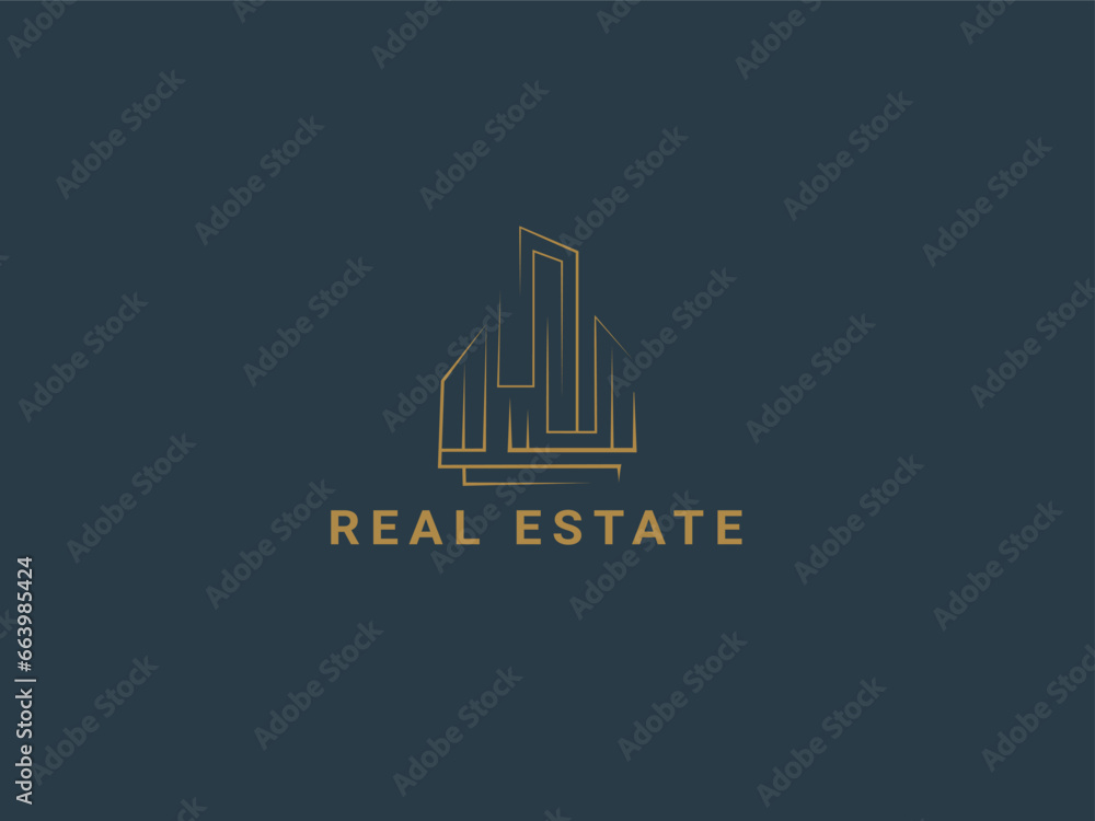 Vector building Real estate logo, element. Modern Building icon architecture. Simple luxury logo design.