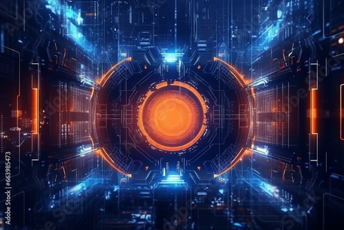 Futuristic sci-fi background with cyber tech design concept. Generative AI photo