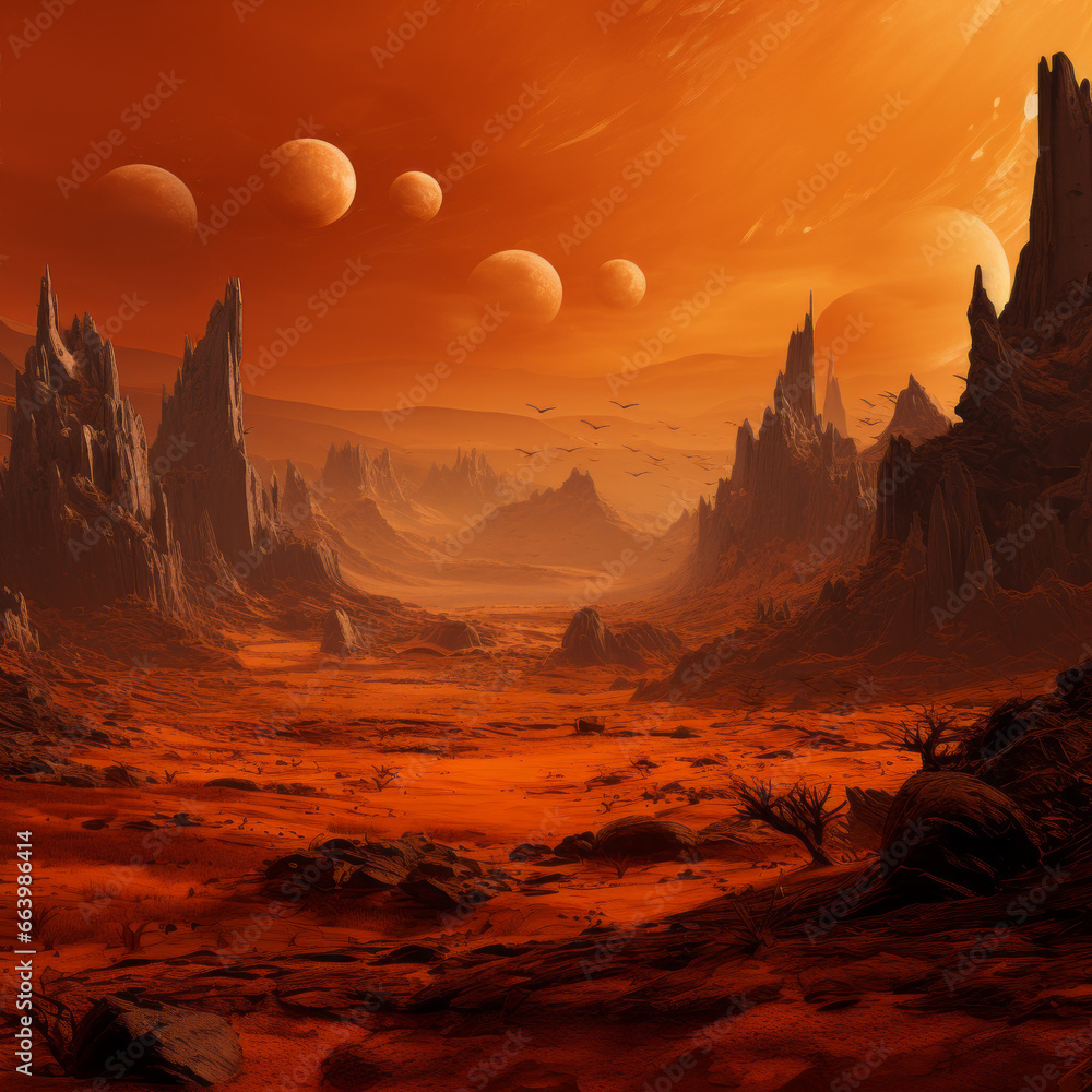 Alien landscape orange tones