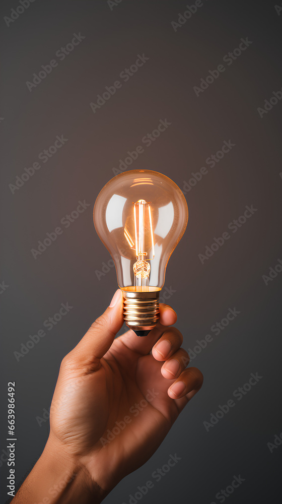 Closeup of a hand holding an incandescent light bulb. creative business ideas Idea inspired by a light bulb on yellow background. Successful concept. Closeup of a hand holding an incandescent light bulb. creative business ideas Idea inspired by a light bulb on yellow background. Successful concept.