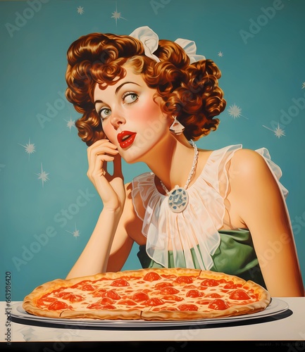 italian pizza, illustration for pizzeria, snack bar, menu