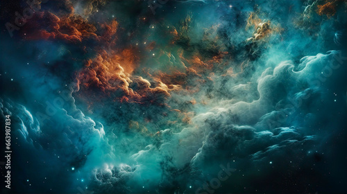 Beautiful Nebula stardust image. Galaxies and gases clouds in a deep space. 