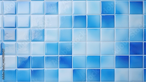 Blue light ceramic wall and floor tiles mosaic background in bathroom and kitchen. Design pattern geometric with grid wallpaper texture decoration pool. Simple seamless abstract surface clean .