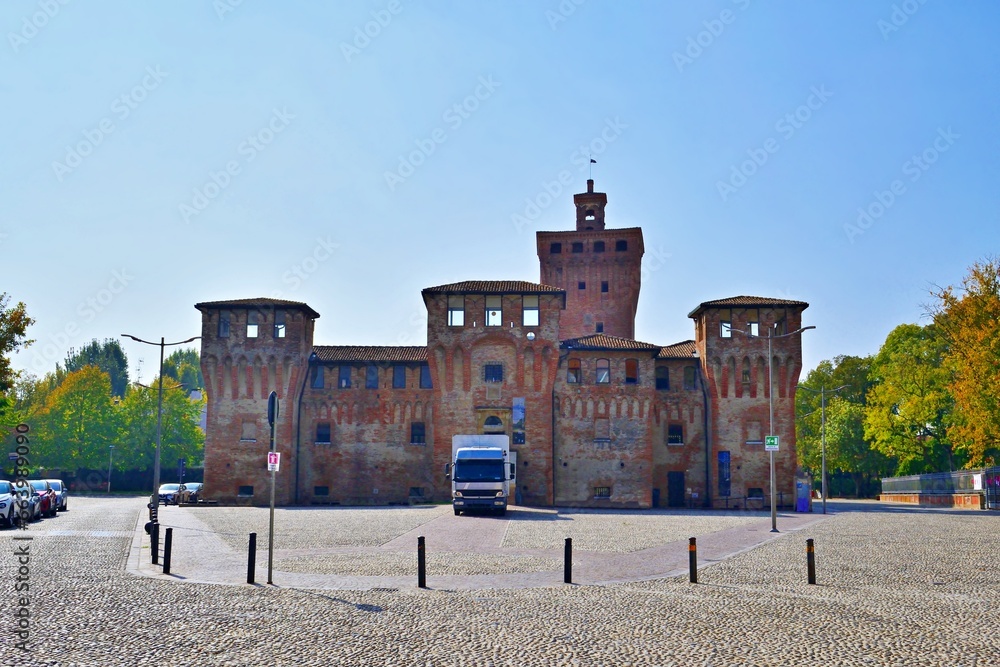 view of the Rocca, a defensive structure built at the end of the fourteenth century located in Cento, Ferrara in Emilia Romagna, Italy