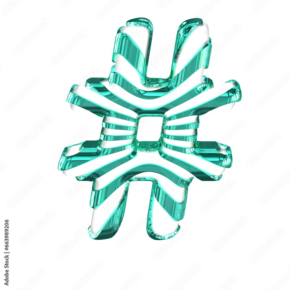 White symbol with turquoise straps White symbol with turquoise straps