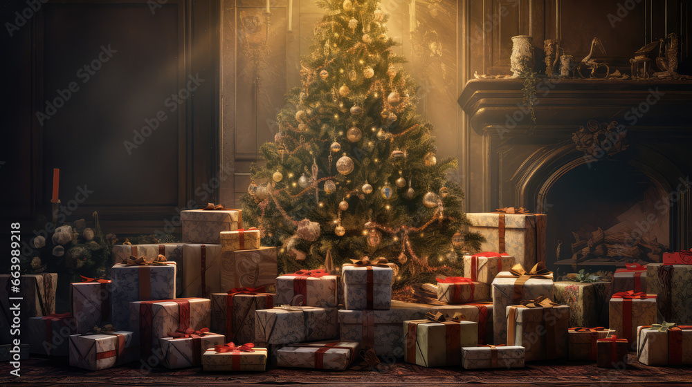 christmas tree and gifts for xmas promotion