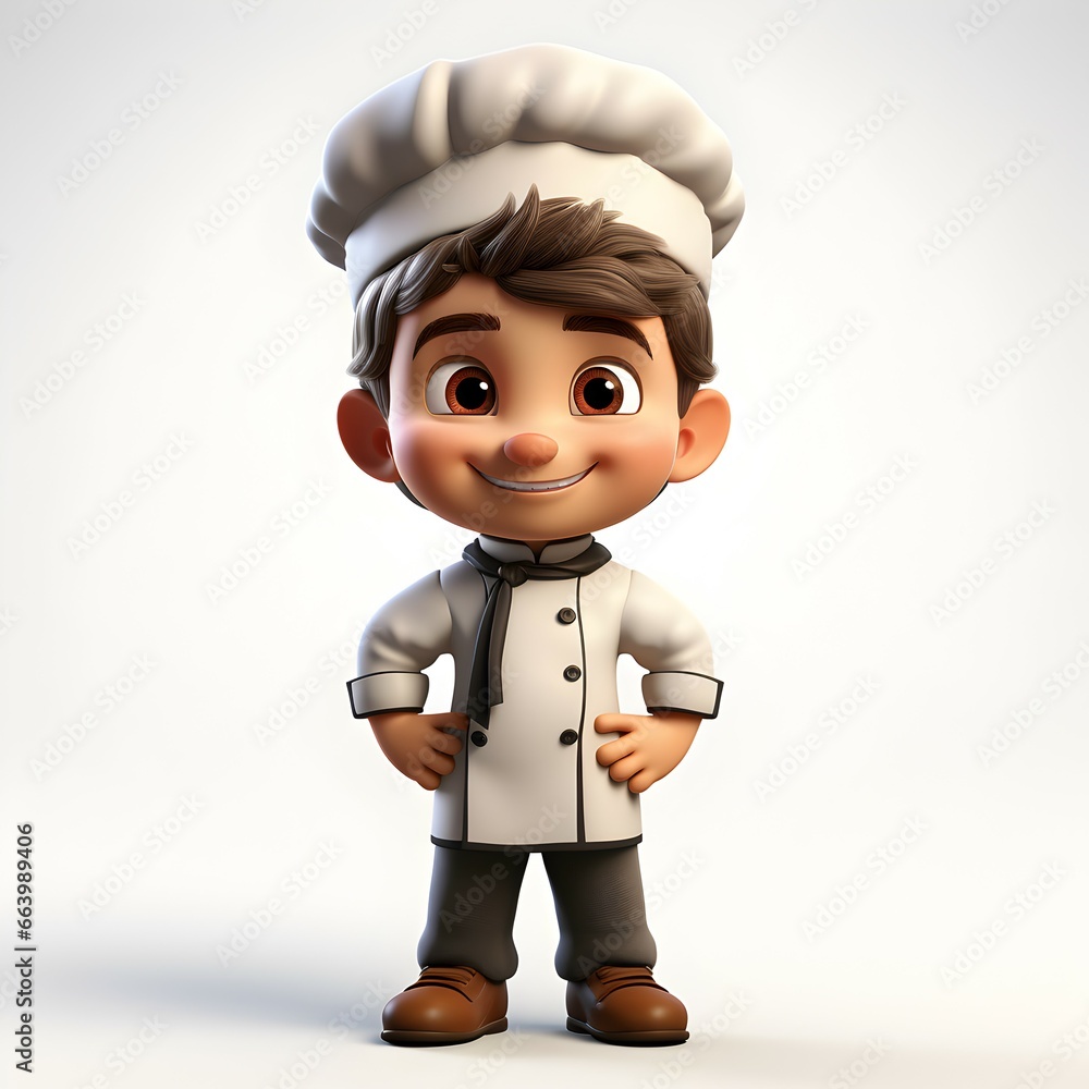 3d character chef cute little boy 3d character chef cute little boy