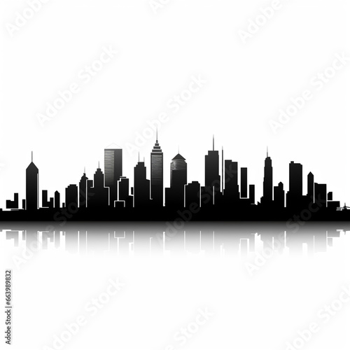 City skyline silhouette with reflection on a white background. Vector illustration. © Samira
