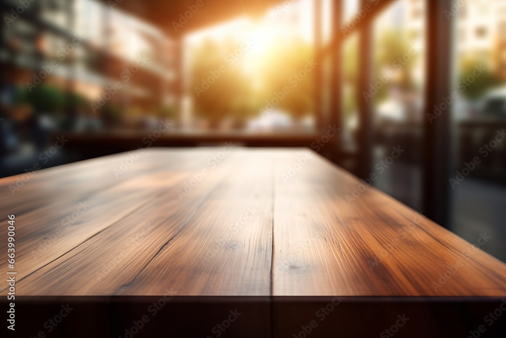 Warm toned wooden table against blurred city lights, an inviting display space with an urban evening ambiance. Warm toned wooden table against blurred city lights, an inviting display space with an urban evening ambiance.