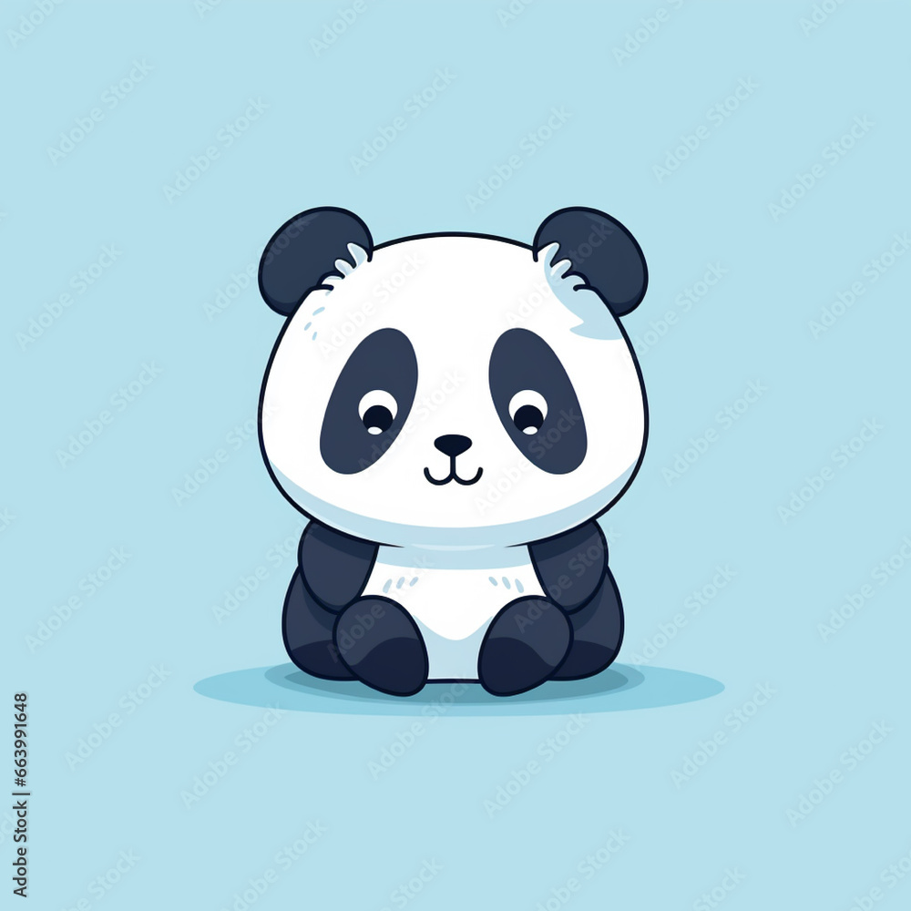 Cute cartoon panda sitting on the floor. Vector illustration. Cute cartoon panda sitting on the floor. Vector illustration.