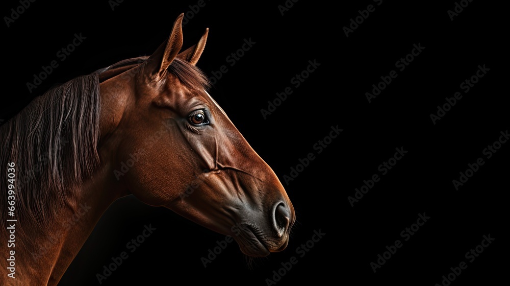 Fototapeta premium studio portrait horse isolated on black background