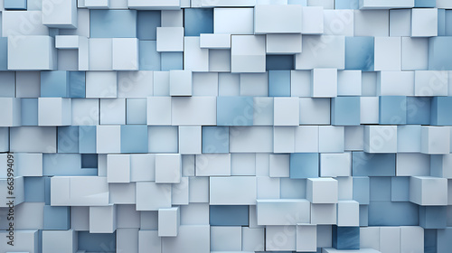 An architectural marvel of a wall meticulously assembled with light white-blue blocks  showcasing modern craftsmanship