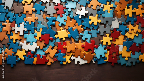 many colorful pieces of jigsaw puzzle
